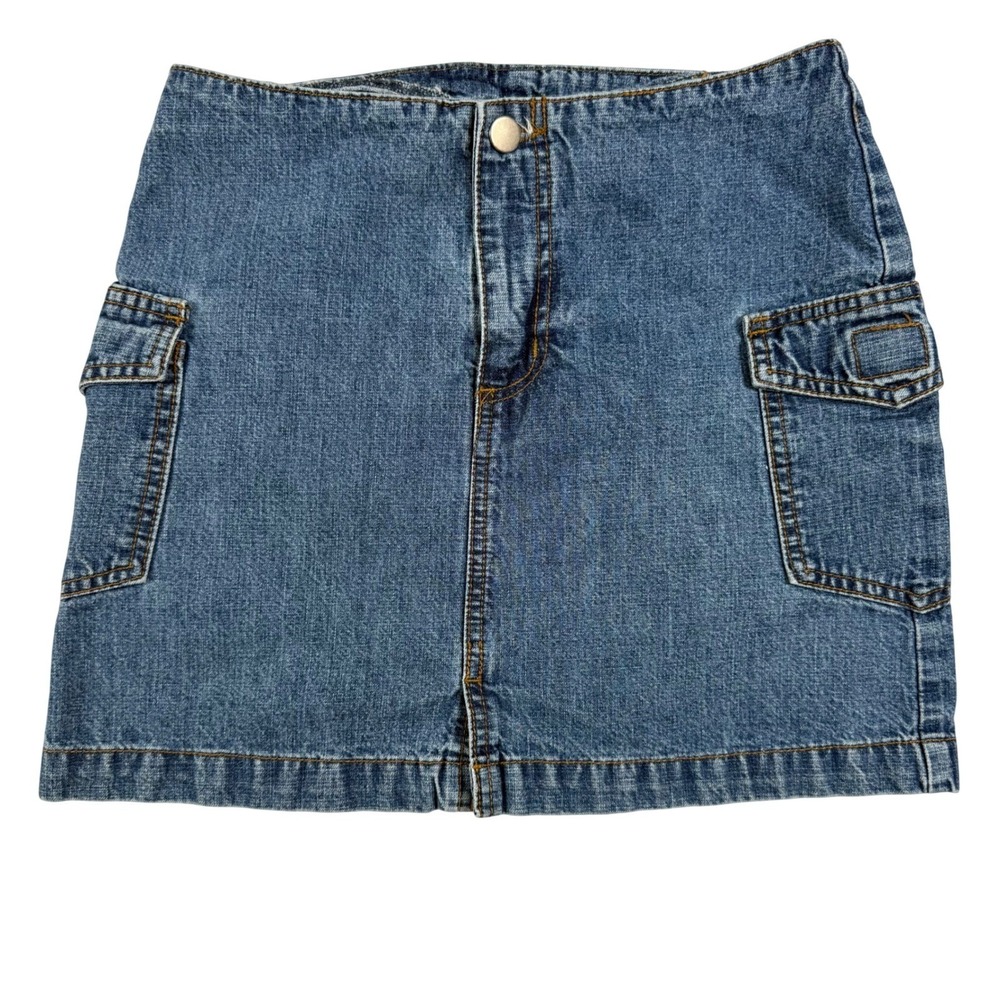 Vintage dELiA*s Denim Cargo Mini Skirt Medium Wash Y2K Size 1/2 Grunge Retro